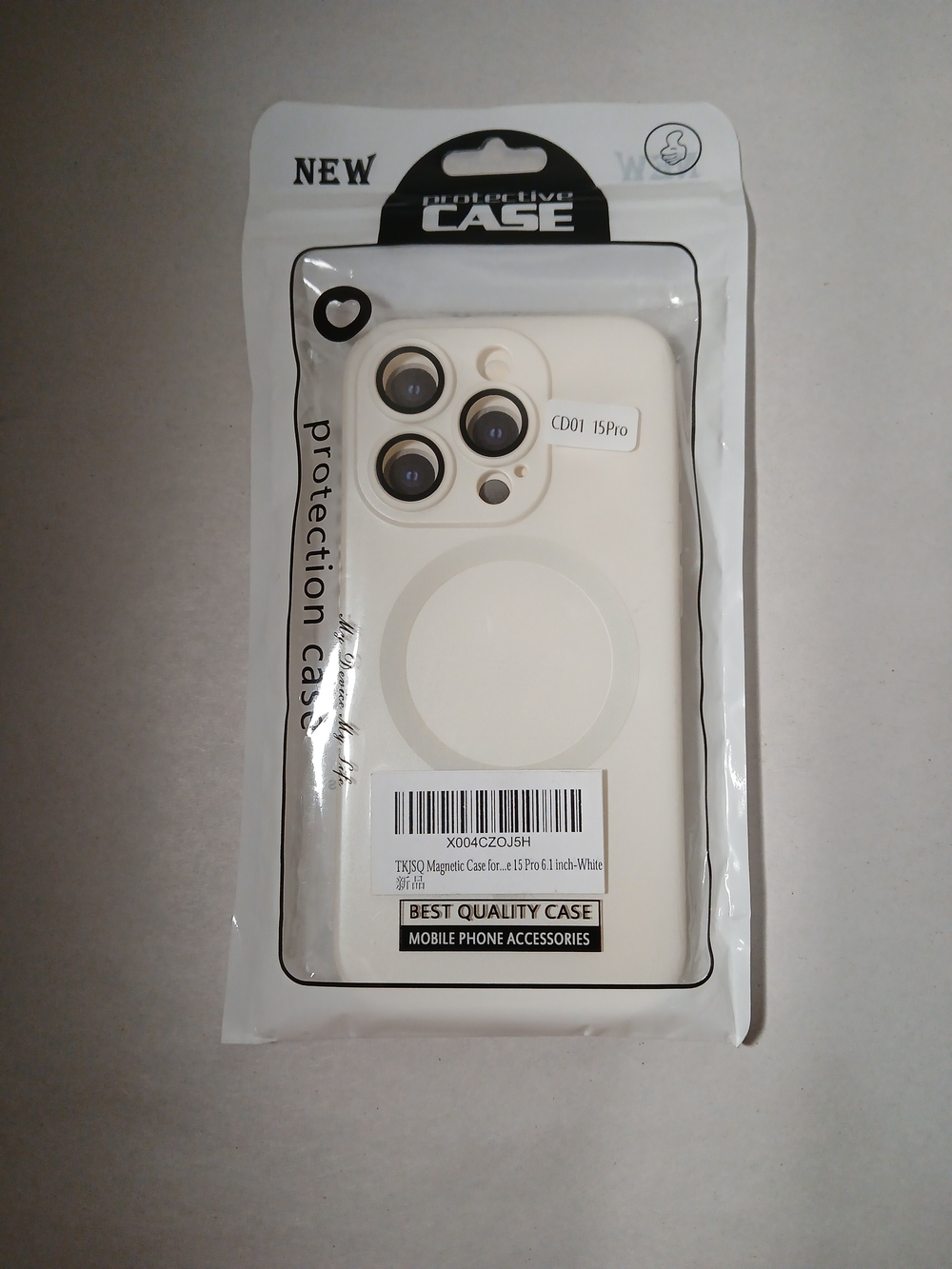 White Magnetic Protective Phone Case for iPhone 15 Pro - Unbranded